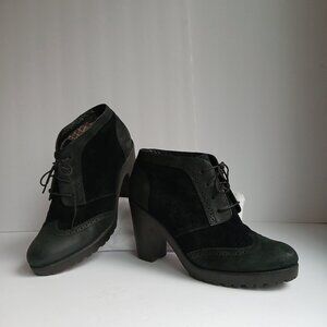 Sperry Top-Sider 'Emory' Black Leather Heeled Oxford Brogue Ankle Boots Sz 11